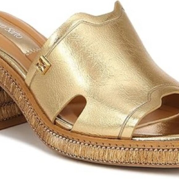 NIB Franco Sarto Women's L-Florence Slide Sandals in Gold Faux Leather size 7.5M - Picture 1 of 1